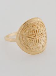 Bague Croix du Christ Sculptée - Plaqué Or - Taille 60