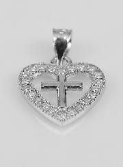 Pendentif Croix Coeur en Argent 925 - 16mm