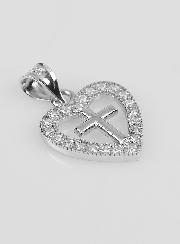 Pendentif Croix Coeur en Argent 925 - 16mm