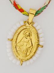 Médaille Miraculeuse Perlée - Cordon Liberty Fleuri