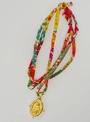 Collier Religieux Cordon Liberty Fleuri - Miraculeuse Perlée