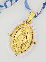 Collier Religieux Cordon Liberty Bleu - Miraculeuse Perlée