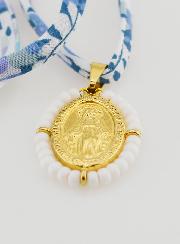 Collier Religieux Cordon Liberty Bleu - Miraculeuse Perlée