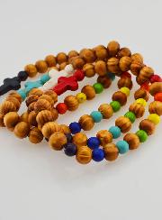 Lot de 4 de Bracelets Religieux en Bois  Avec Croix