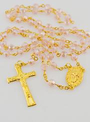 Chapelet Médaille Miraculeuse en Perles Facettées - Rose