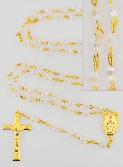 Chapelet Médaille Miraculeuse en Perles Facettées Incolores