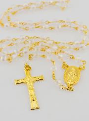 Chapelet Médaille Miraculeuse en Perles Facettées Incolores