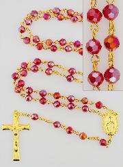 Chapelet Médaille Miraculeuse en Perles Facettées - Rouge
