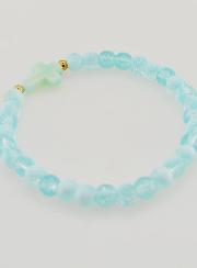 Bracelet Religieux Avec Croix & Perles en Verre Bleu