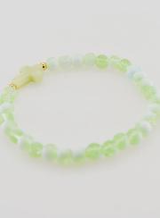 Bracelet Religieux Avec Croix & Perles en Verre Vert