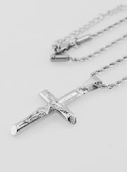 Collier Religieux Croix du Christ en Inox Argenté