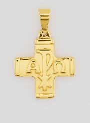 Pendentif Croix Chrisme Or - Pax, Alpha & Omega