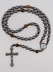 Chapelet Vierge Miraculeuse en Hématite & Oeil Tigre