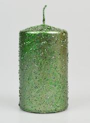 Bougie de Noël à Paillettes - Vert Sapin