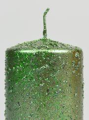 Bougie de Noël à Paillettes - Vert Sapin