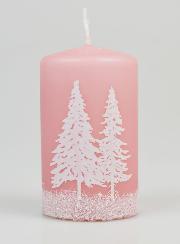Bougie de Décoration Ambiance Hiver - Rose Poudré