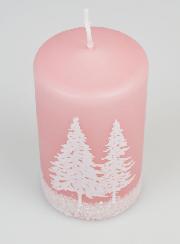 Bougie de Noël Sapins Enneigés - Rose Poudré