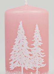 Bougie de Noël Sapins Enneigés - Rose Poudré