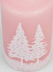 Bougie de Noël Sapins Enneigés - Rose Poudré