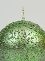 Bougie de Noël Boule à Paillettes 8cm - Vert Sapin
