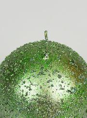 Bougie de Noël Boule à Paillettes 8cm - Vert Sapin