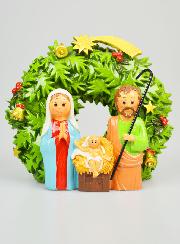 Crèche Couronne de Noël à Poser - 15cm