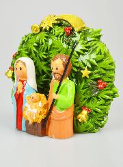 Crèche Couronne de Noël à Poser - 15cm
