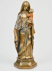Statue Religieuse Triptyque Vierge à l'Enfant en Bronze - 20cm