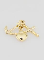 Pendentif Or Ancre, Coeur & Croix 15mm