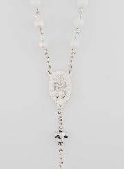Chapelet Médaille Miraculeuse Perles Chromées - Blanc