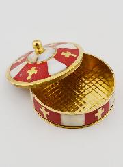 Boîte à Chapelet Artisanale Laiton & Nacre - Rouge