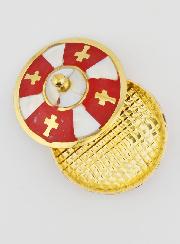 Boîte à Chapelet Artisanale Laiton & Nacre - Rouge