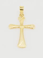 Pendentif Croix Striée 22mm - Or 9ct