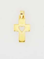 Pendentif Croix & Coeur en Or 9K - 17mm