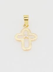Pendentif Croix Ajourée en or 9K & Pierre - 15mm