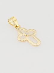 Pendentif Croix Ajourée en or 9K & Pierre - 15mm