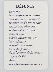 Carte de Prière Pour les Défunts