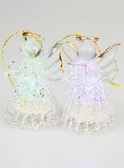 Lot de 4 Anges de Noël Lumineux - 7cm