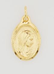 Médaille Profil Sainte Vierge Marie Métal Doré Ovale - 20mm