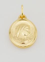 Médaille Profil Sainte Vierge Marie Métal Doré Ovale - 20mm