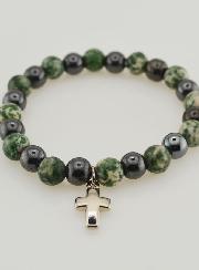 Bracelet Avec Croix - Agate Arbre & Hématite 8mm