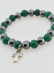 Bracelet Avec Croix - Hématite & Agate Verte
