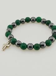 Bracelet en Pierres Naturelles - Agate Verte & Hématite 8mm