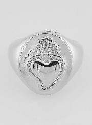 Chevalière Ex Voto en Laiton Argenté Réglable