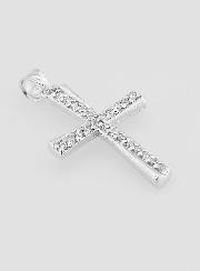 Pendentif Croix Argent & Diamants - 20mm