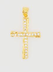 Pendentif Croix Plaqué Or & Zircons - 20mm