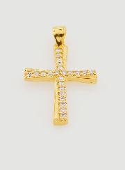 Pendentif Croix Plaqué Or & Zircons - 20mm