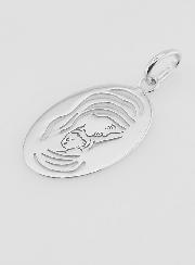 Médaille Ovale Vierge à l'Enfant en Argent - 20mm