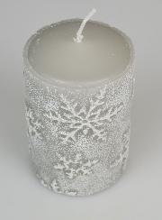 Bougie de Décoration Cristaux de Neige - Argent