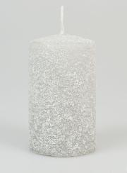 Bougie de Noël Effet Givré 10cm - Argent